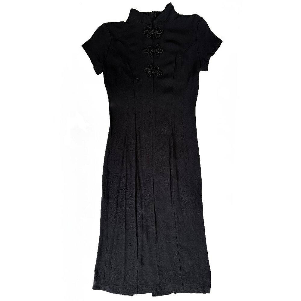 Vintage Frog Closure Black Dress